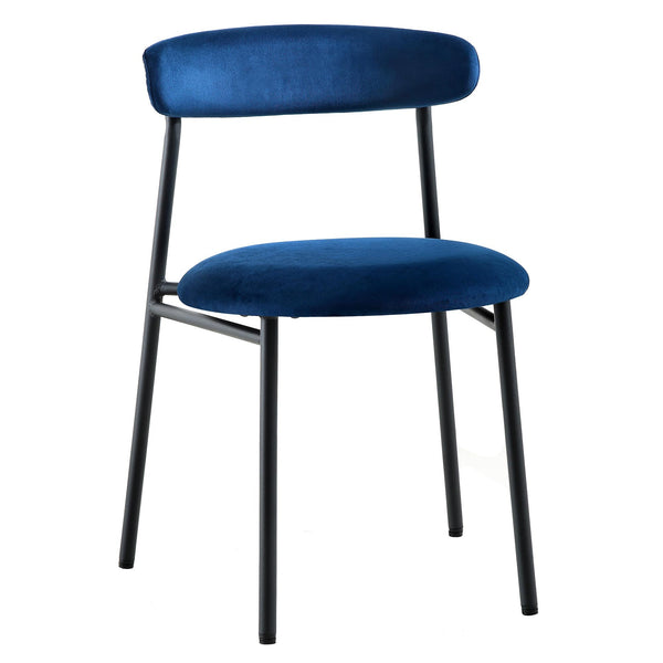 Donna Set of 2 Navy Blue Velvet Dining Chairs