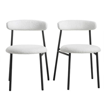Donna Set of 2 White Boucle Dining Chairs