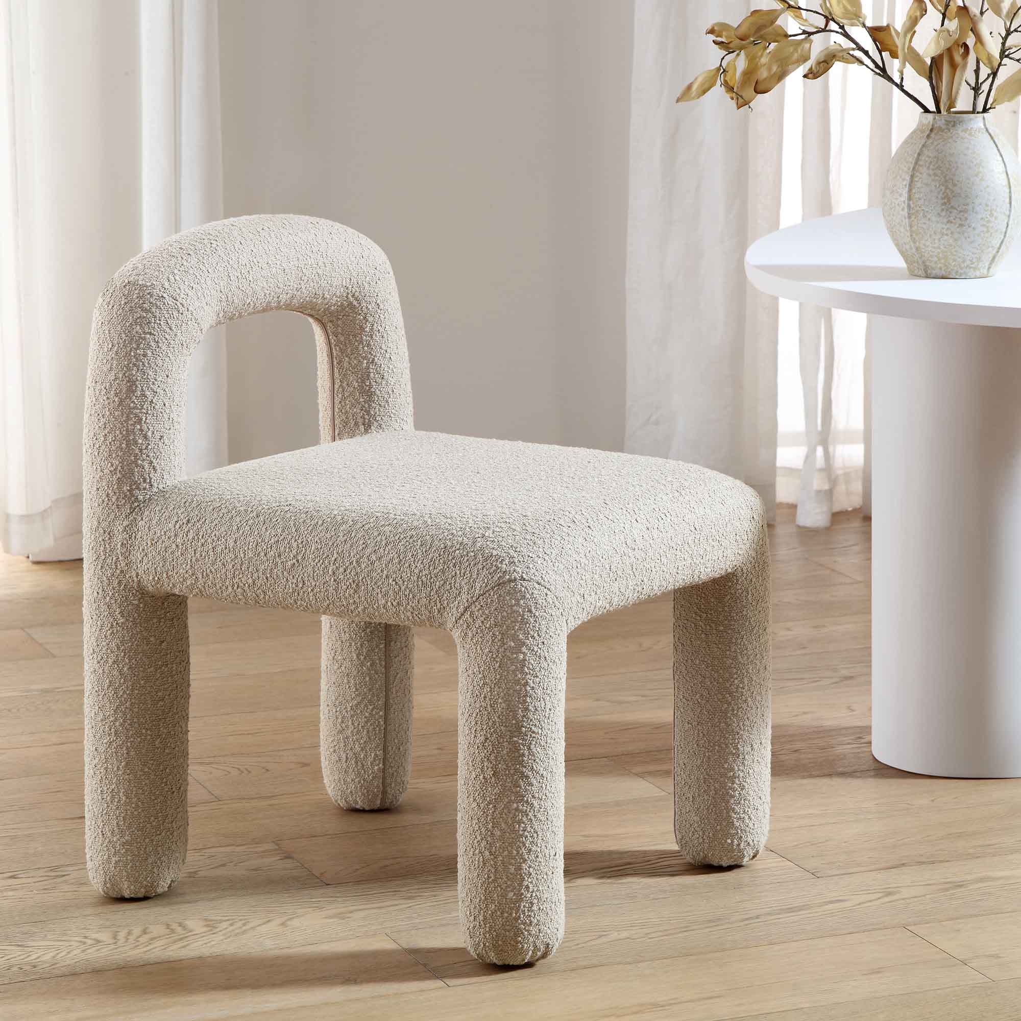 Libby Light Taupe Boucle Dining Chair - Main Image