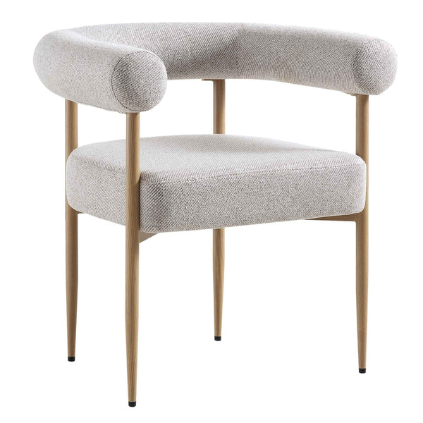 Fulbourn Beige Woven Dining Chair with Natural Wood Effect Legs