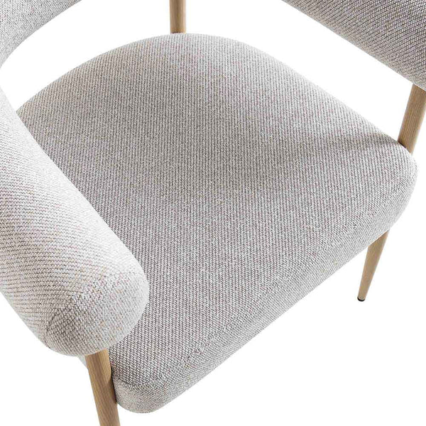 Fulbourn Beige Woven Dining Chair with Natural Wood Effect Legs