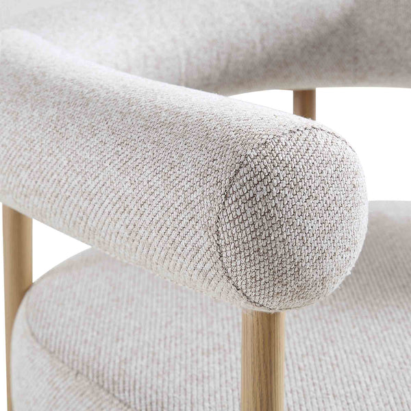 Fulbourn Beige Woven Dining Chair with Natural Wood Effect Legs