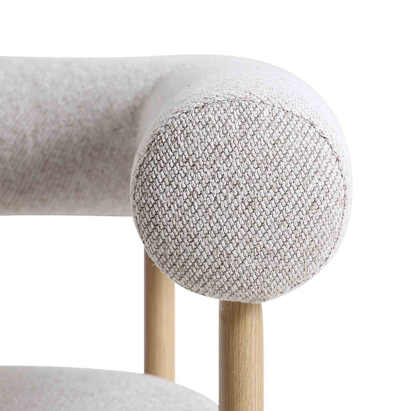 Fulbourn Beige Woven Dining Chair with Natural Wood Effect Legs