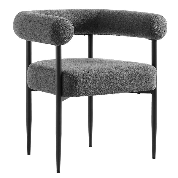 Fulbourn Charcoal Boucle Dining Chair with Black Metal Legs