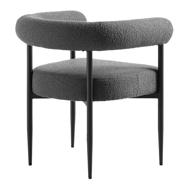Fulbourn Charcoal Boucle Dining Chair with Black Metal Legs