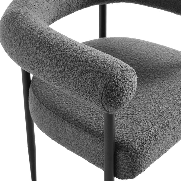 Fulbourn Charcoal Boucle Dining Chair with Black Metal Legs