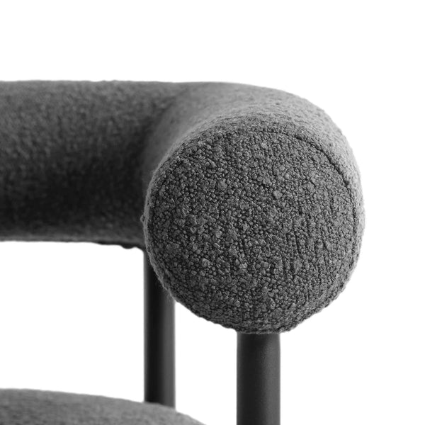Fulbourn Charcoal Boucle Dining Chair with Black Metal Legs