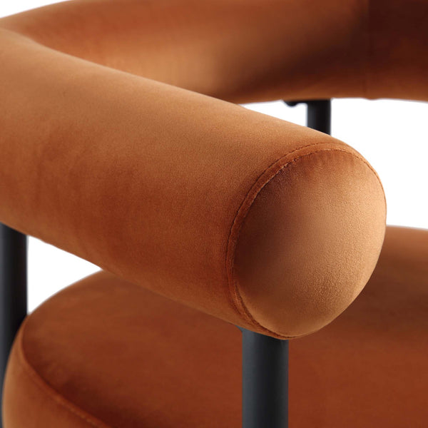 Fulbourn Rust Velvet Dining Chair with Black Legs