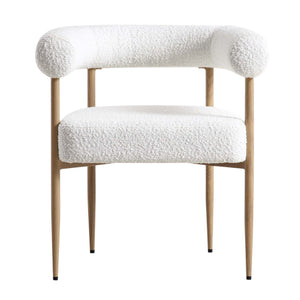 Fulbourn White Boucle Dining Chair with Natural Wood Effect Legs