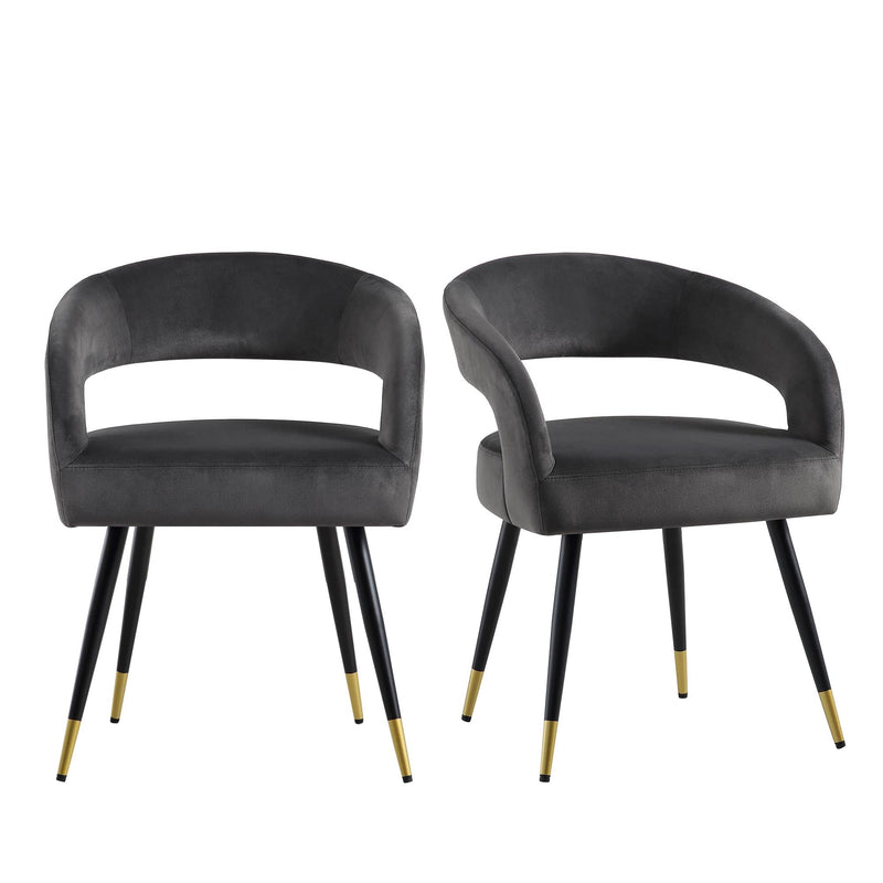 Laurel Wave Charcoal Velvet Set of 2 Dining Chairs