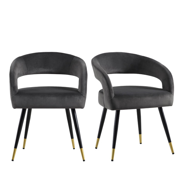 Laurel Wave Charcoal Velvet Set of 2 Dining Chairs