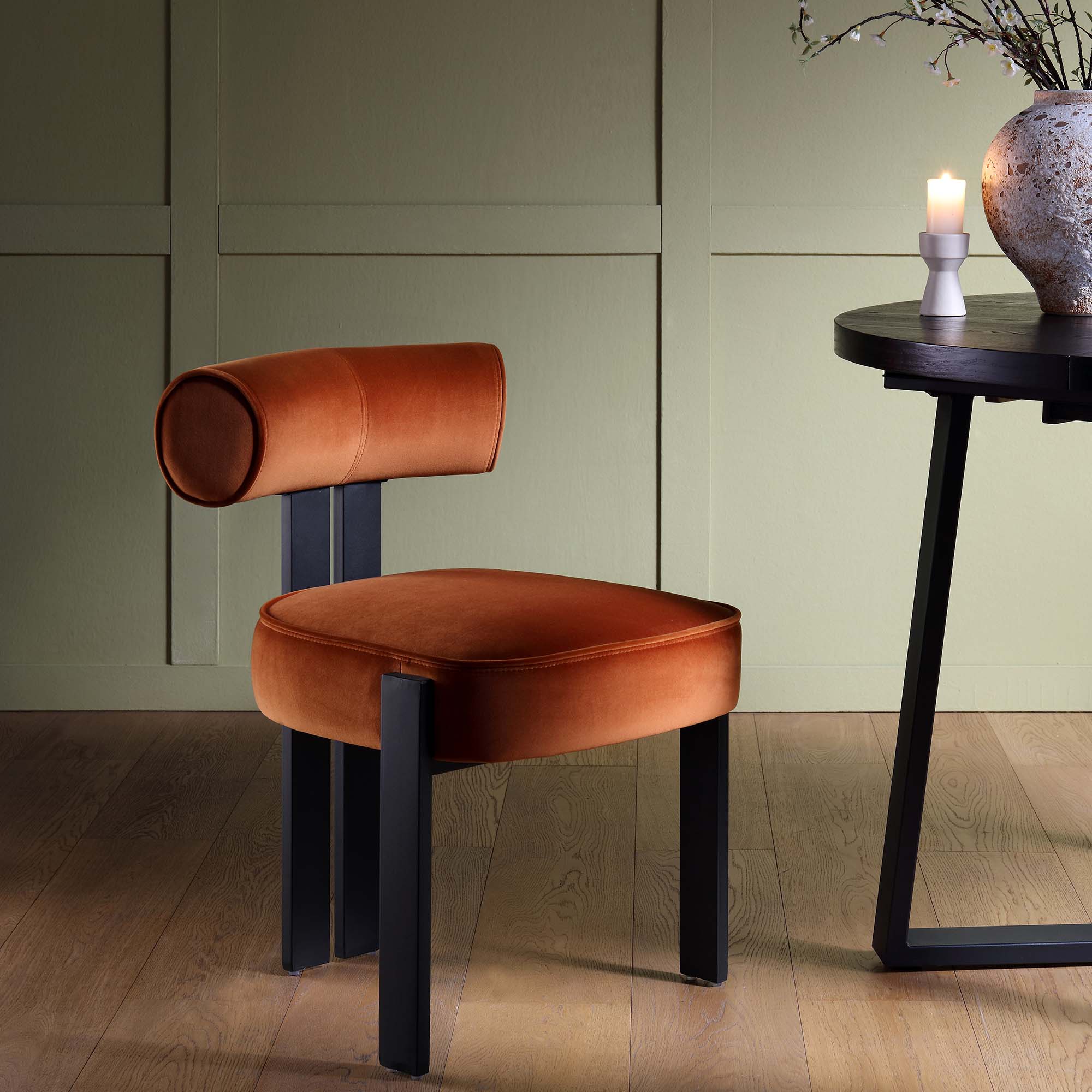 Rest Color Chair Ophelia Rust Velvet Dining Chair | daals.com