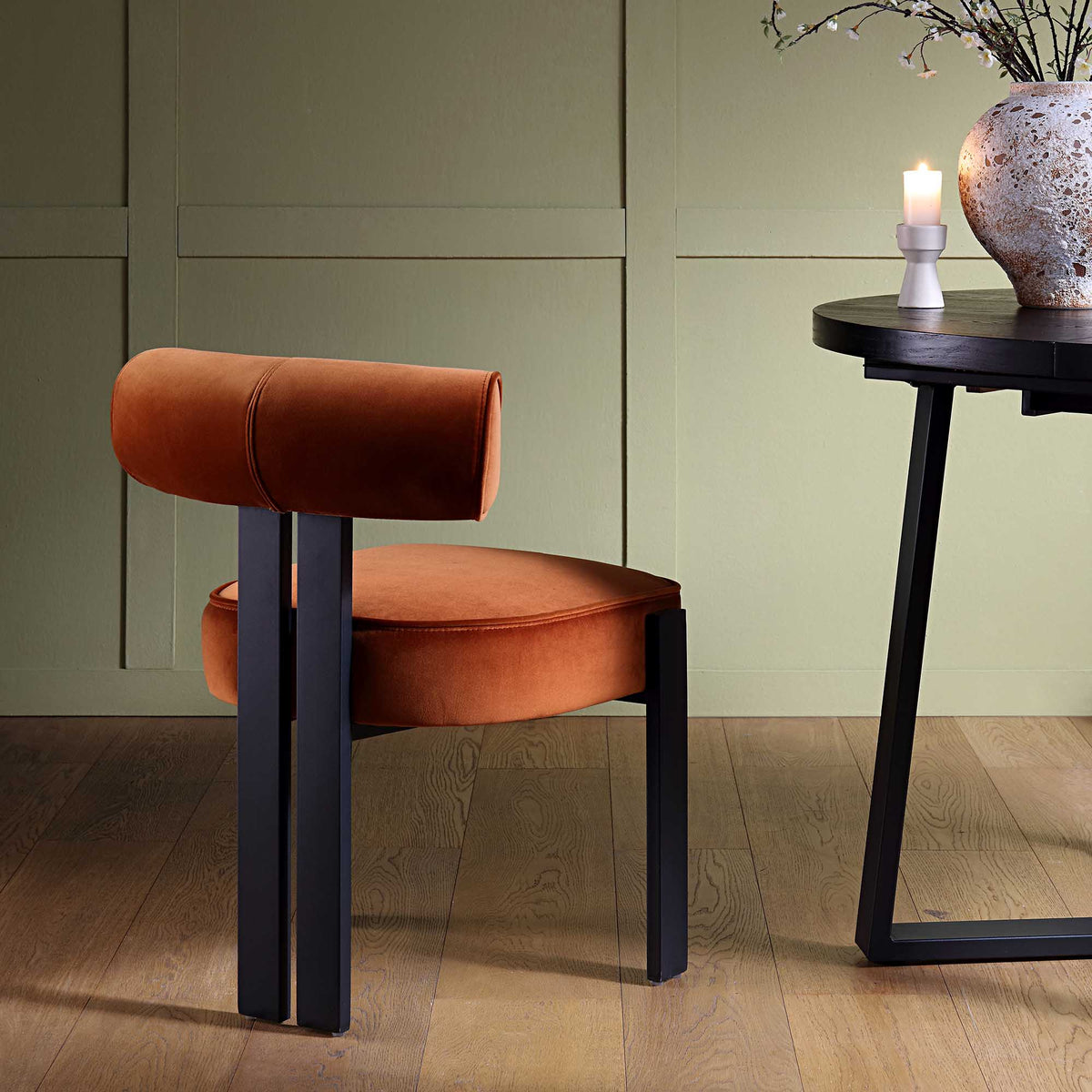 Rest Color Chair Ophelia Rust Velvet Dining Chair | daals.com