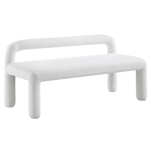 Libby Light White Boucle 3 Seater Dining Bench
