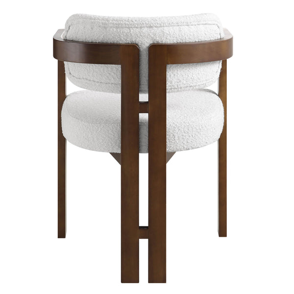 Stanford Curved Walnut Wood Frame White Boucle Chair