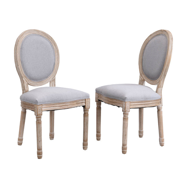 Lainston Set of 2 Classic Limewashed Wooden Dining Chairs, Gray