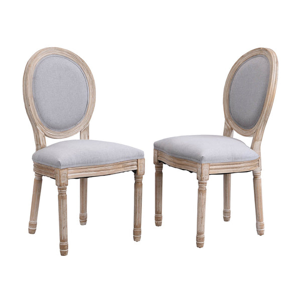 Lainston Set of 2 Classic Limewashed Wooden Dining Chairs, Grey
