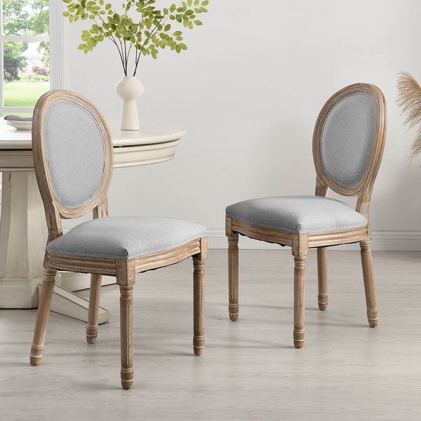 Lainston Set of 2 Classic Limewashed Wooden Dining Chairs, Gray