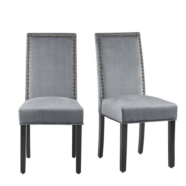 Maidwell Set of 2 Gray Velvet Dining Chairs