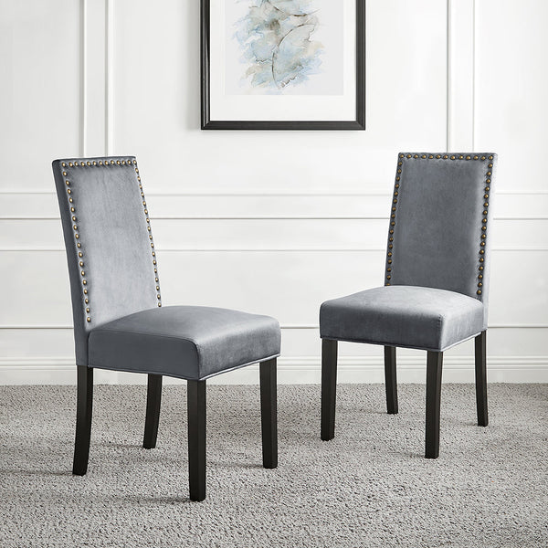 Maidwell Set of 2 Gray Velvet Dining Chairs