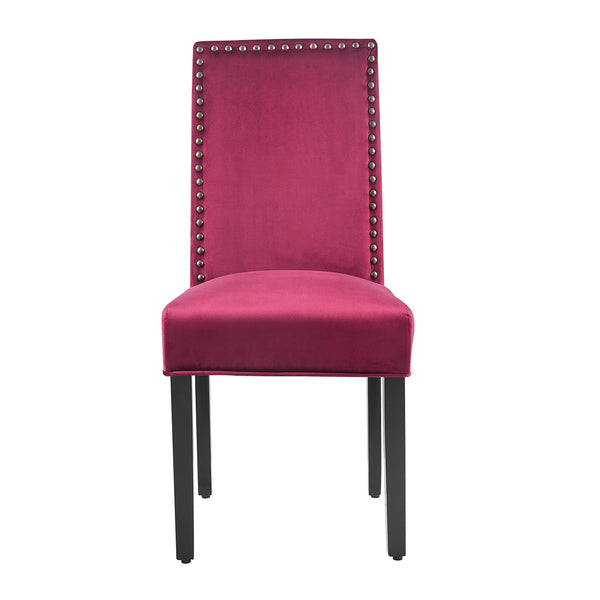 Maidwell Set of 2 Crimson Red Velvet Dining Chairs