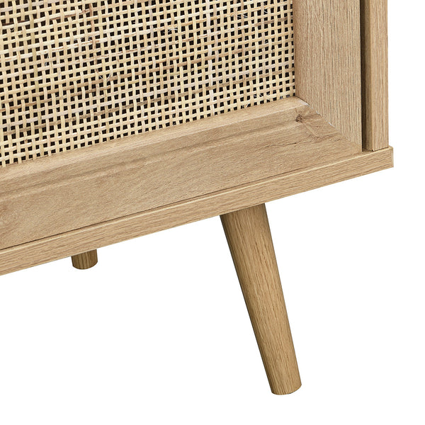 Frances Woven Rattan 1-Door Nightstand in Natural