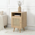 Frances Woven Rattan 1-Door Nightstand in Natural