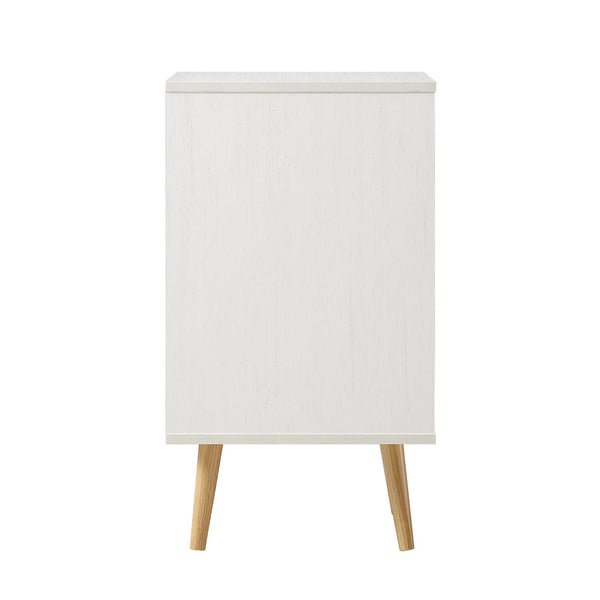 Frances Woven Rattan 1-Door Nightstand in White
