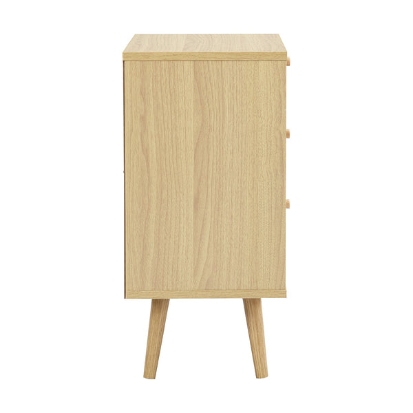 Anya Woven Rattan 3-Drawer Nightstand in Natural