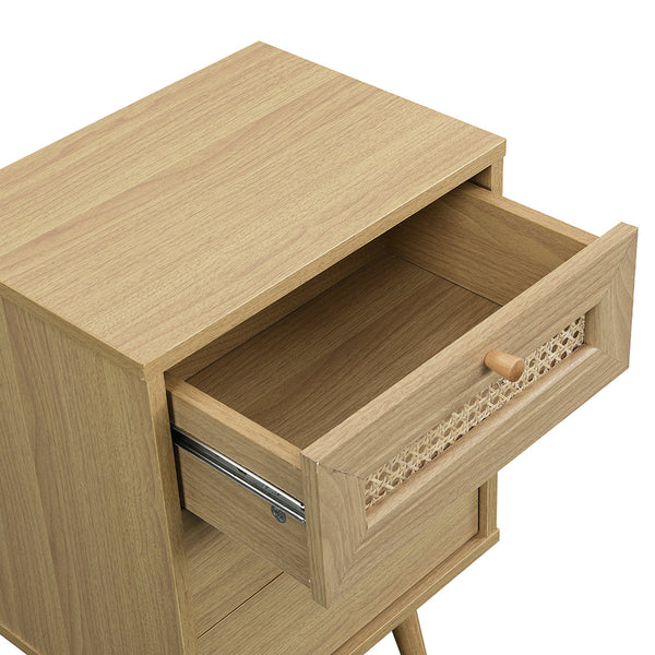 Anya Woven Rattan 3-Drawer Nightstand in Natural