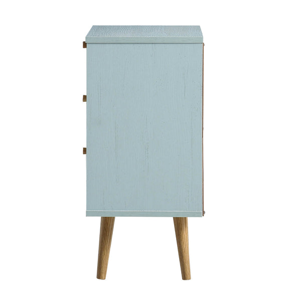 Anya Woven Rattan 3-Drawer Nightstand in Mint