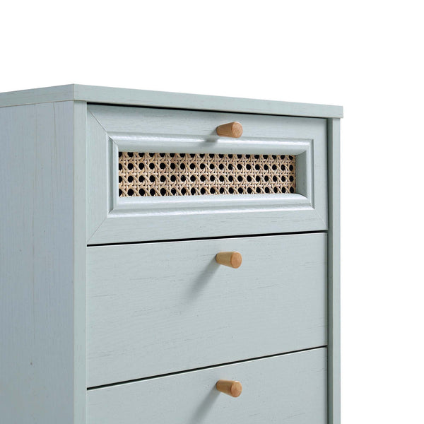 Anya Woven Rattan 3-Drawer Nightstand in Mint