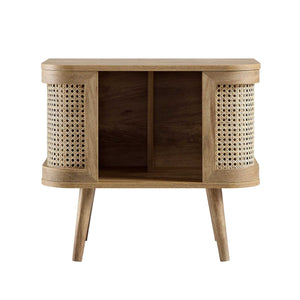 Izzy Curved Rattan Nightstand, Natural