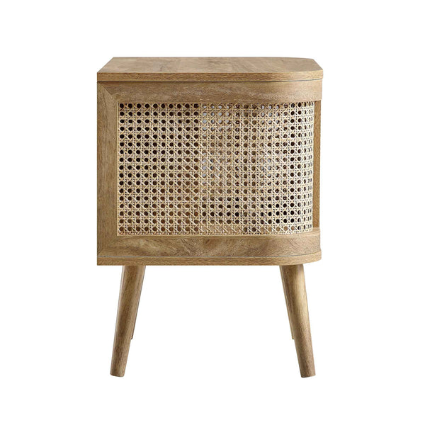Izzy Curved Rattan Nightstand, Natural