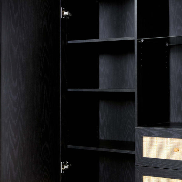 Frances Woven Rattan Display Cabinet, Black