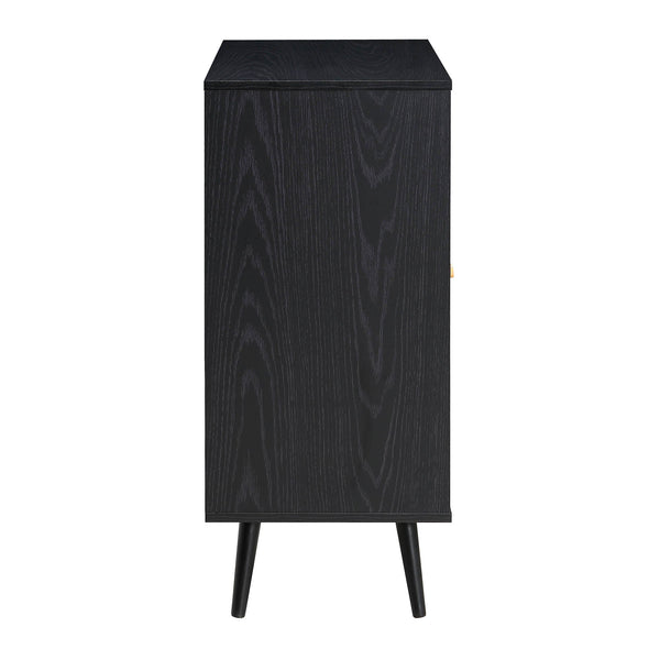 Frances Woven Rattan Drinks Cabinet, Black