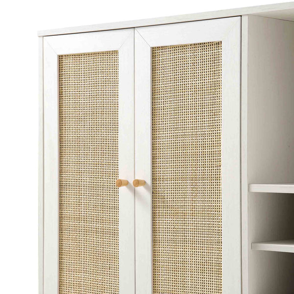 Frances Woven Rattan Drinks Cabinet, White