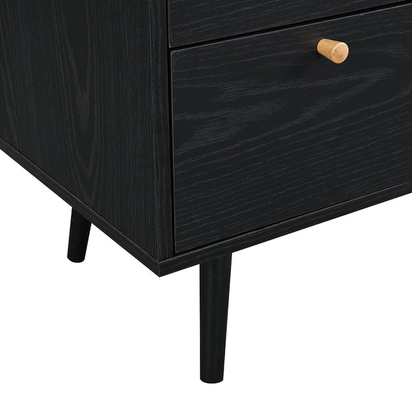 Anya Woven Rattan 3 Drawer Dresser in Black