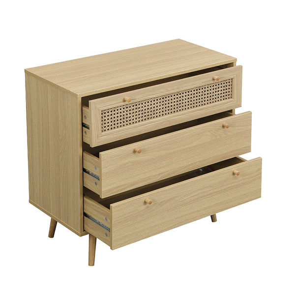 Anya Woven Rattan 3 Drawer Dresser in Natural