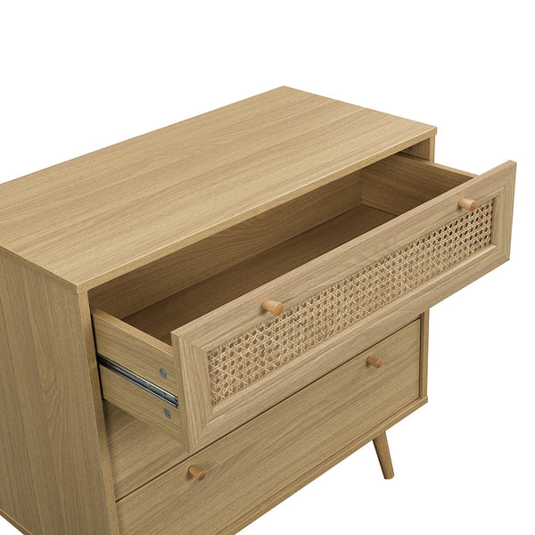 Anya Woven Rattan 3 Drawer Dresser in Natural