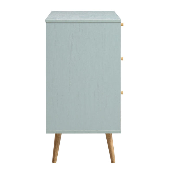 Anya Woven Rattan 3 Drawer Dresser in Mint