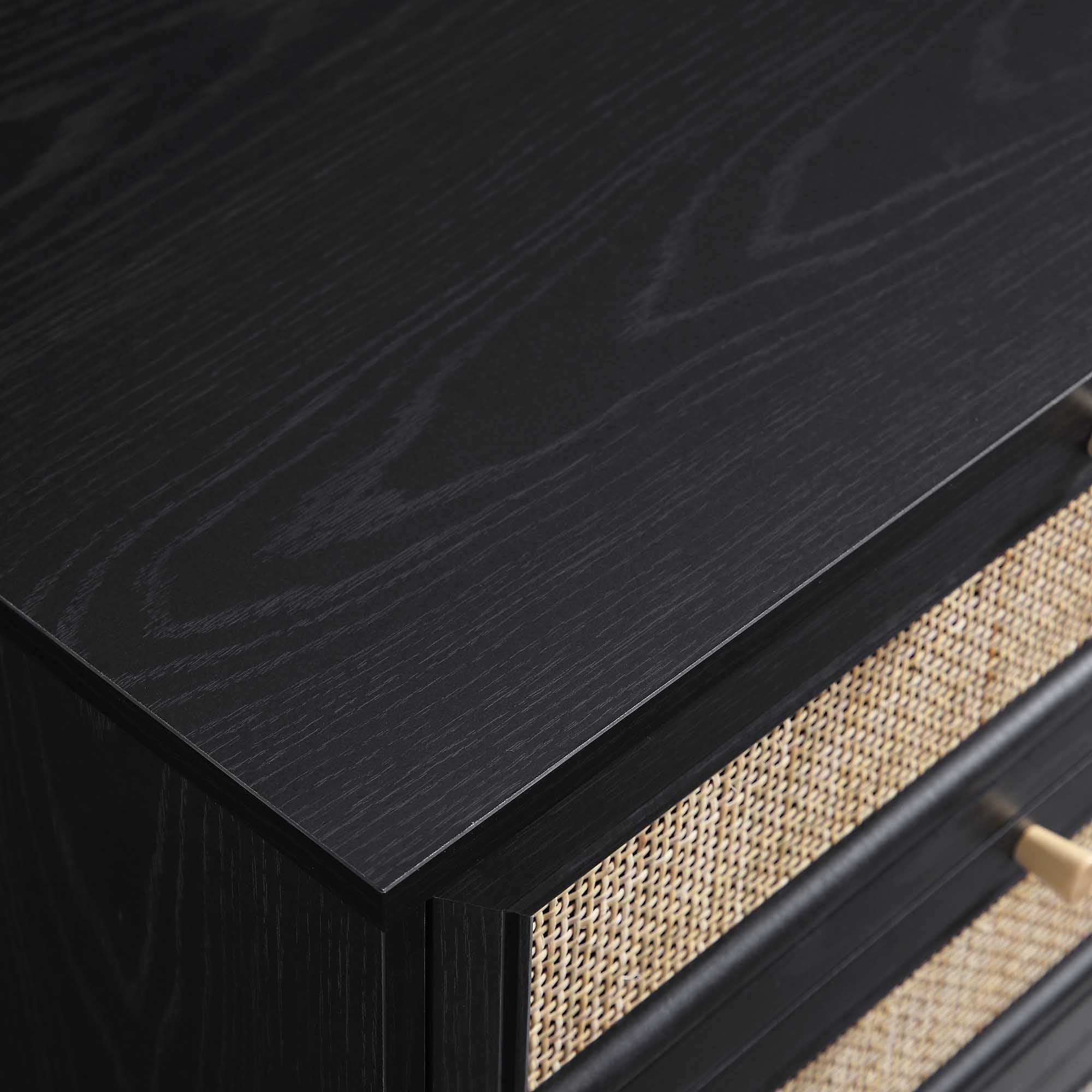 Frances Woven Rattan 6 Drawer Dresser, Black | daals.com Frances Woven Rattan 6 Drawer Dresser, Black | daals.com