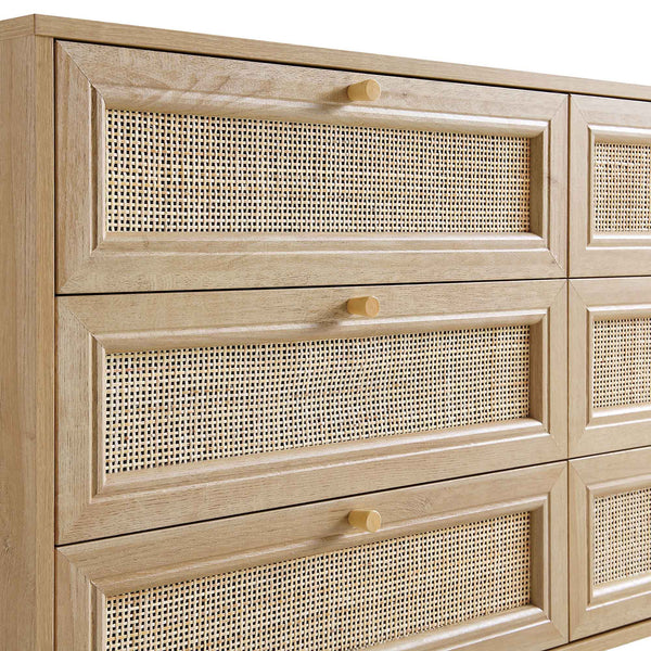 Frances Woven Rattan 6 Drawer Dresser, Natural