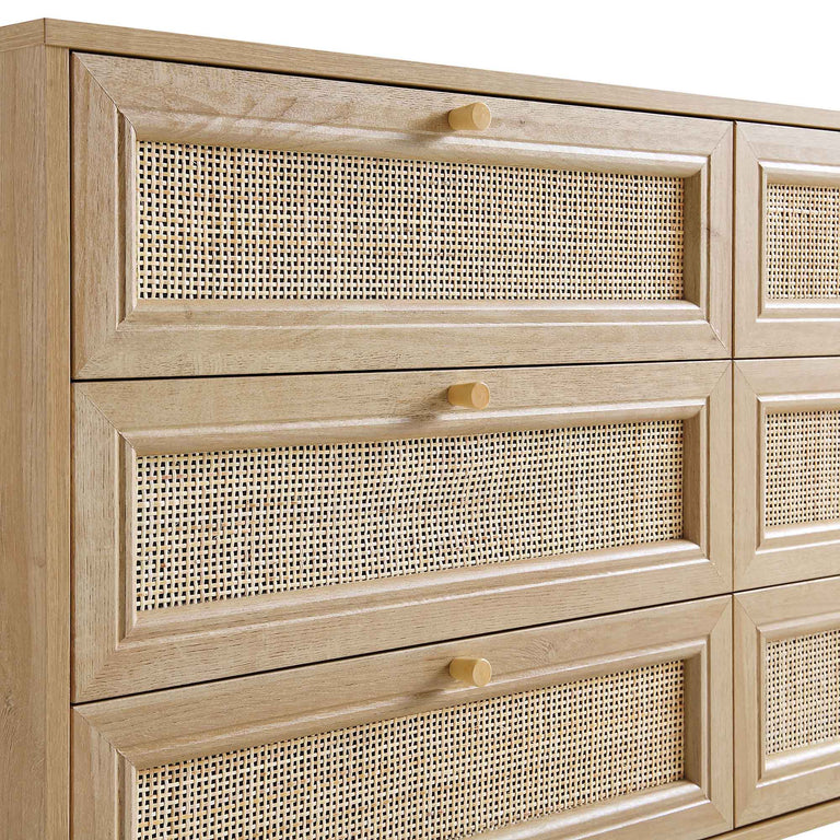 Frances Woven Rattan 6 Drawer Dresser, Natural | daals.com