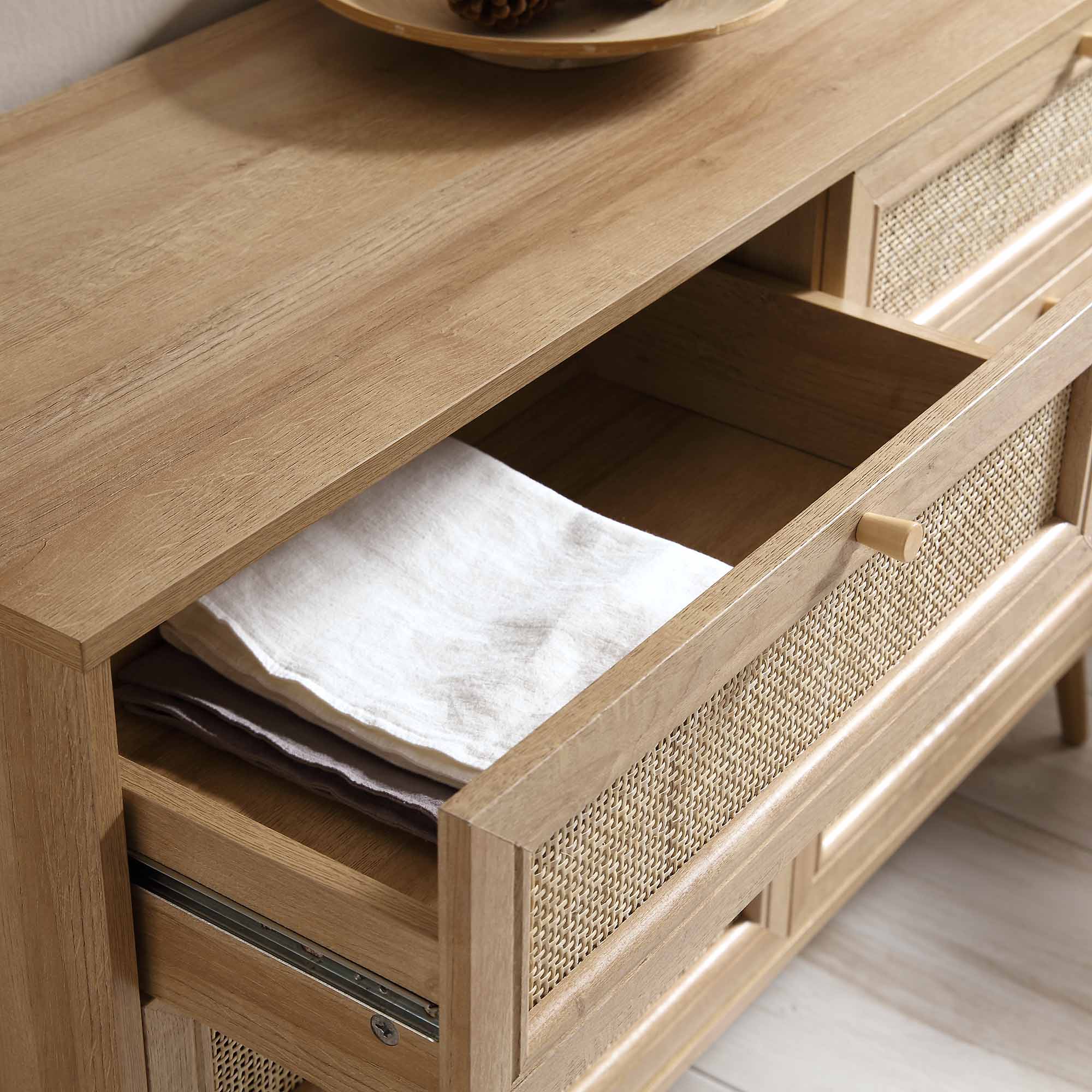 Frances Woven Rattan 6 Drawer Dresser, Natural - daals - Chest of Drawers Frances Woven Rattan 6 Drawer Dresser, Natural - daals - Chest of Drawers