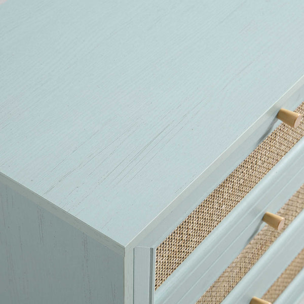 Frances Woven Rattan 6 Drawer Dresser, Mint