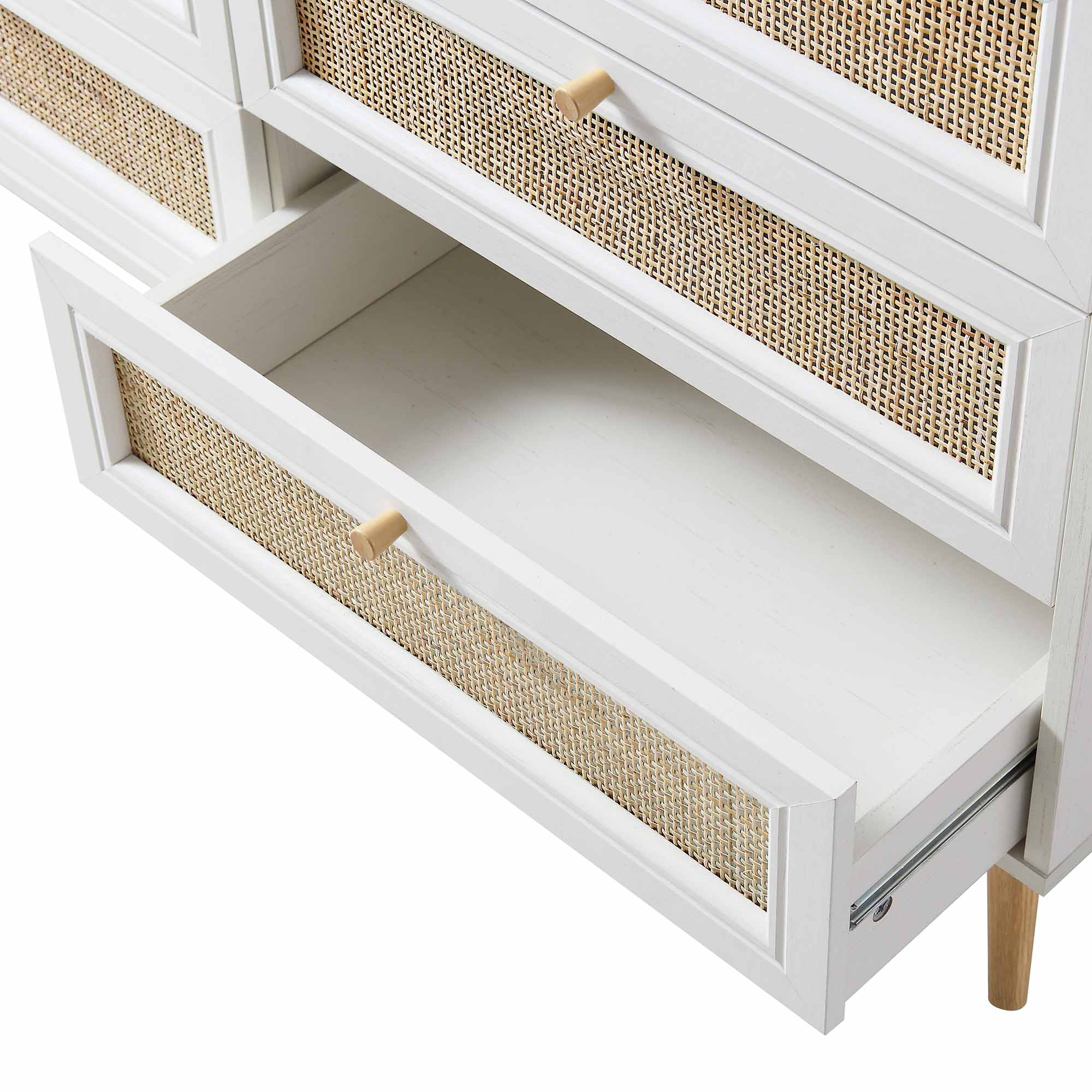 Frances Woven Rattan 6 Drawer Dresser, White - daals - Chest of Drawers Frances Woven Rattan 6 Drawer Dresser, White - daals - Chest of Drawers