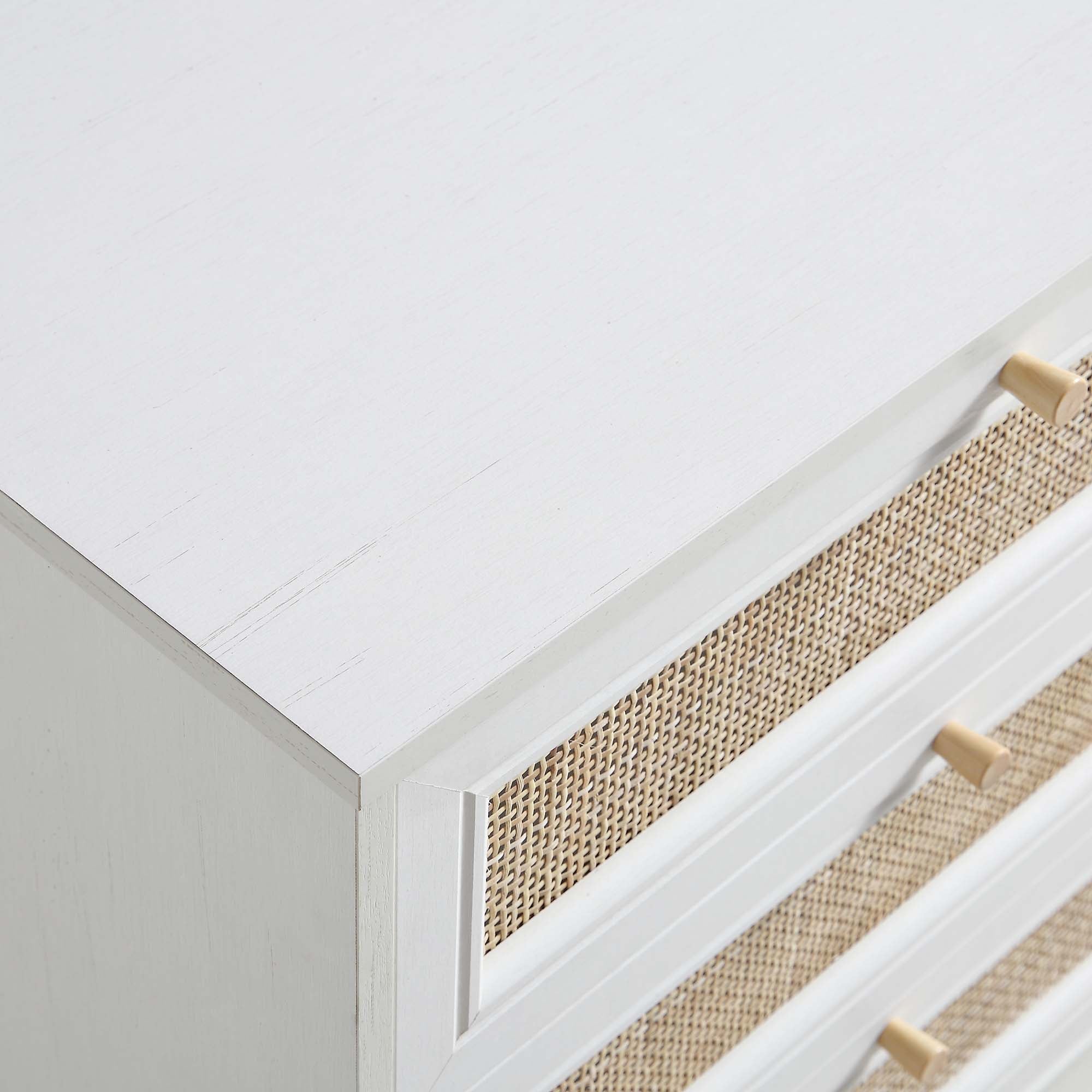 Frances Woven Rattan 6 Drawer Dresser, White - daals - Chest of Drawers Frances Woven Rattan 6 Drawer Dresser, White - daals - Chest of Drawers