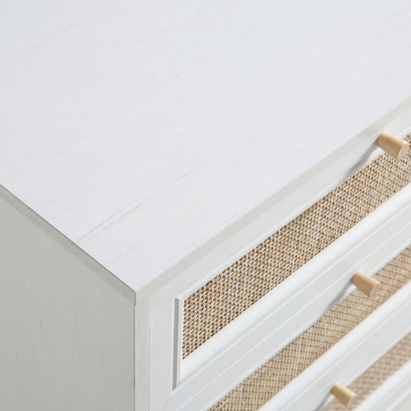 Frances Woven Rattan 6 Drawer Dresser, White