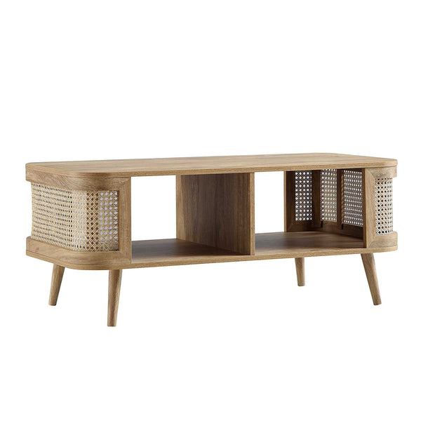Izzy Curved Rattan Coffee Table, Natural